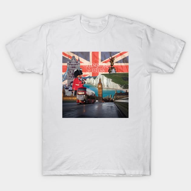 Cheers, mate! A London Icons Collage T-Shirt by Amourist